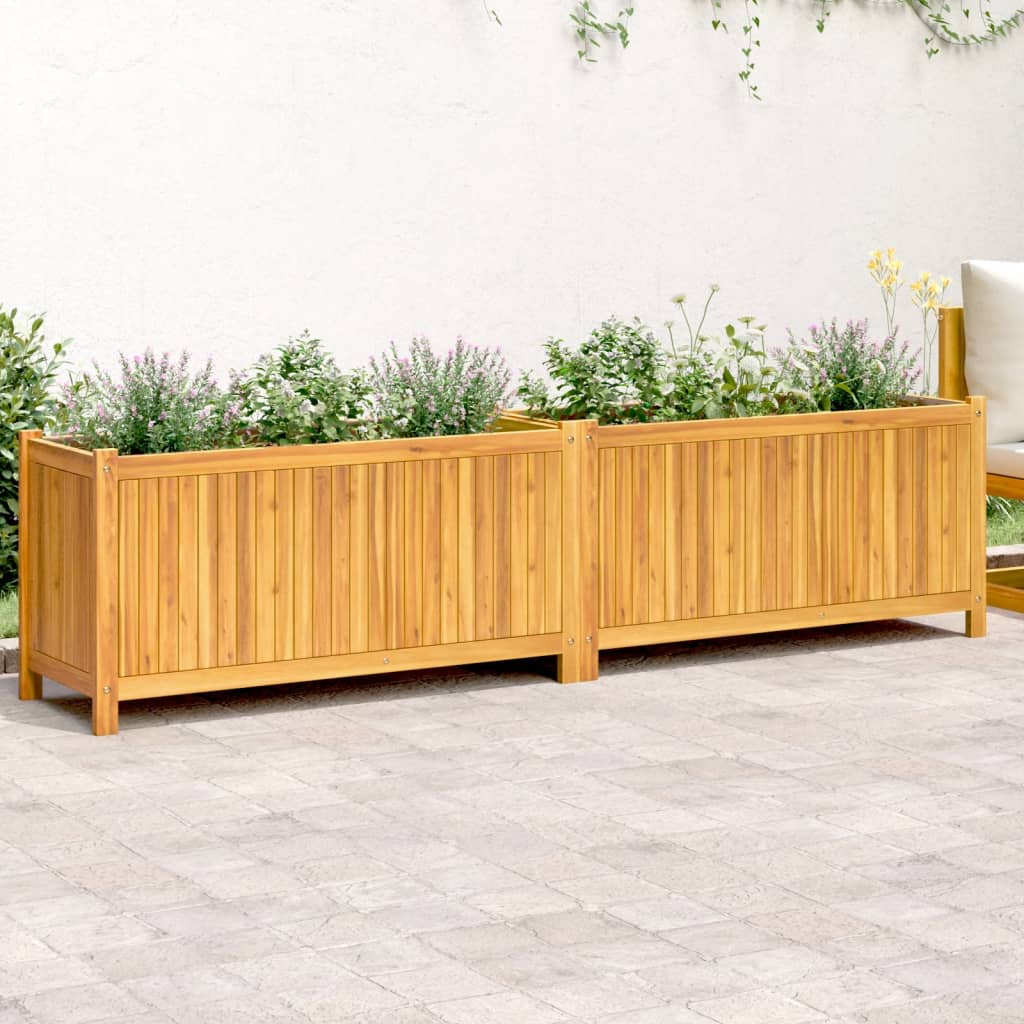 Plantenbak met voering 199x38,5x50 cm massief acaciahout is nu te koop bij PeponiXL, paradijselijk wonen!