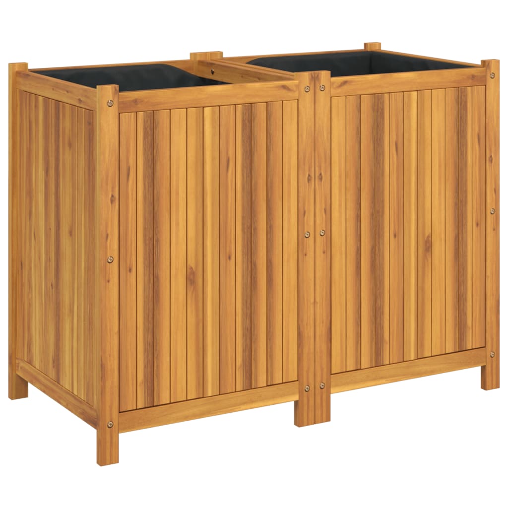 Plantenbak met voering 100x50x75 cm massief acaciahout is nu te koop bij PeponiXL, paradijselijk wonen!