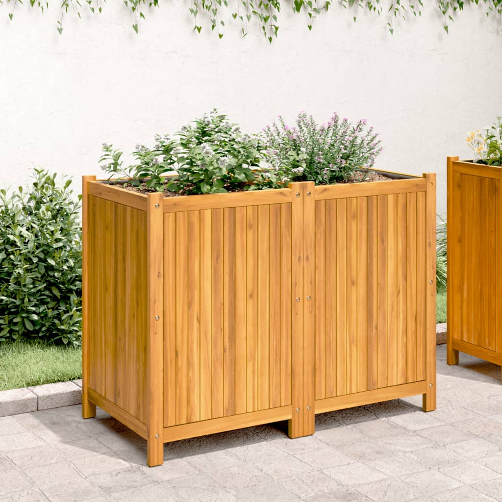 Plantenbak met voering 100x50x75 cm massief acaciahout is nu te koop bij PeponiXL, paradijselijk wonen!