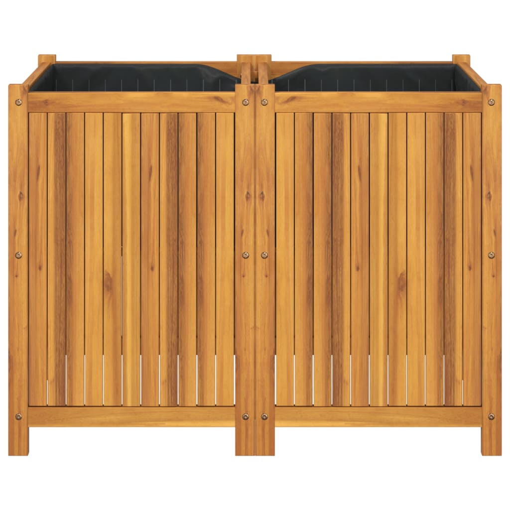 Plantenbak met voering 100x50x75 cm massief acaciahout is nu te koop bij PeponiXL, paradijselijk wonen!