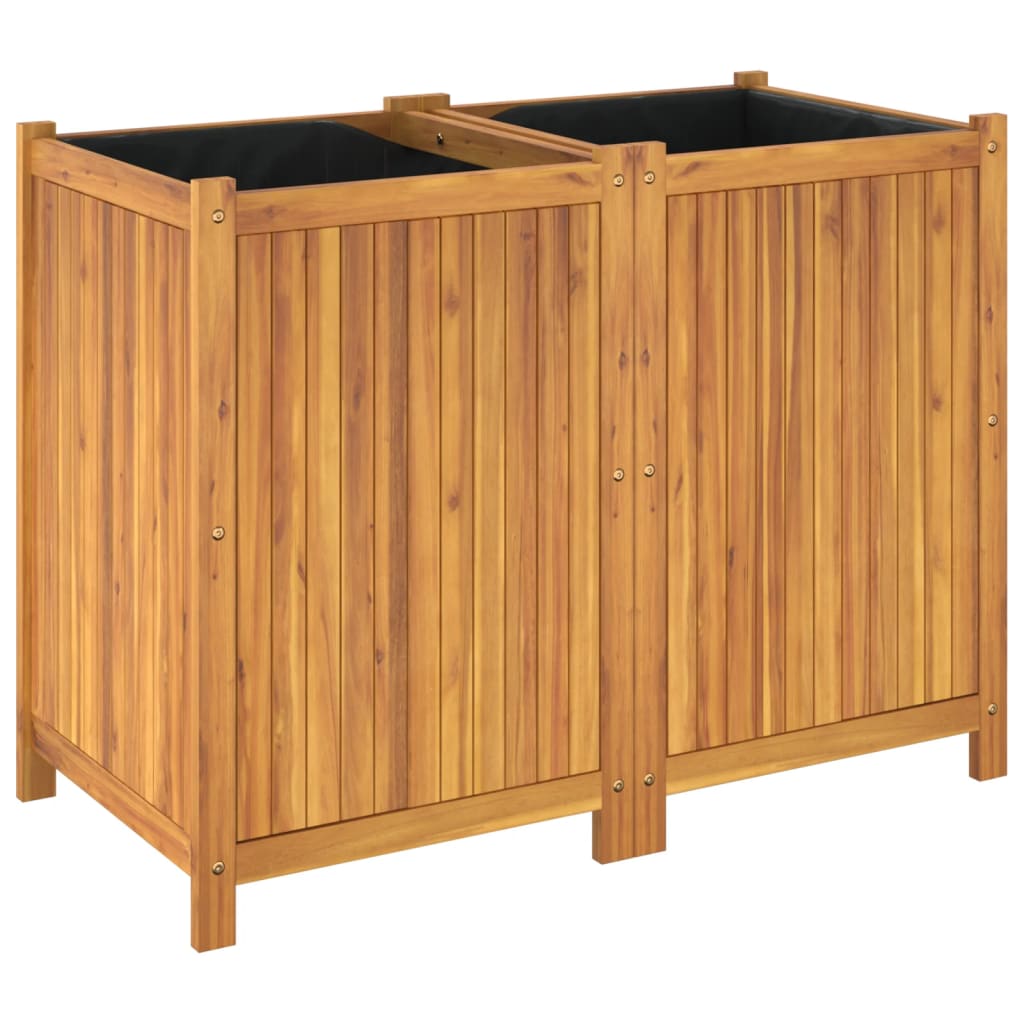 Plantenbak met voering 100x50x75 cm massief acaciahout is nu te koop bij PeponiXL, paradijselijk wonen!