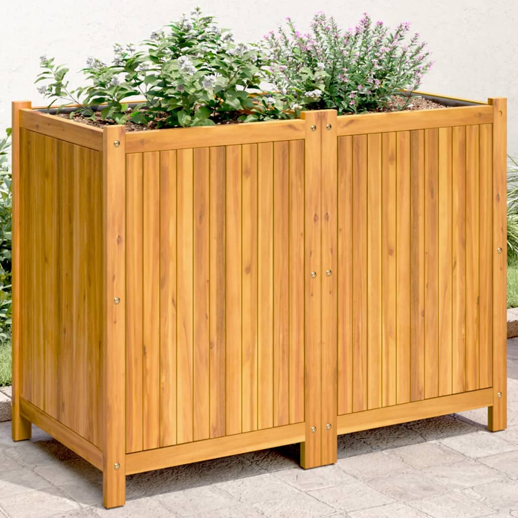Plantenbak met voering 100x50x75 cm massief acaciahout is nu te koop bij PeponiXL, paradijselijk wonen!