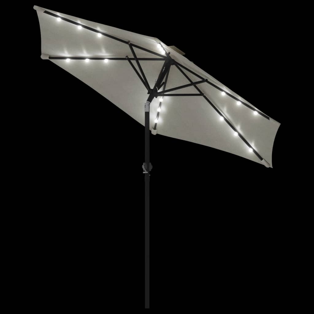 Parasol met LED's en stalen paal 225x225x212 cm wit is nu te koop bij PeponiXL, paradijselijk wonen!