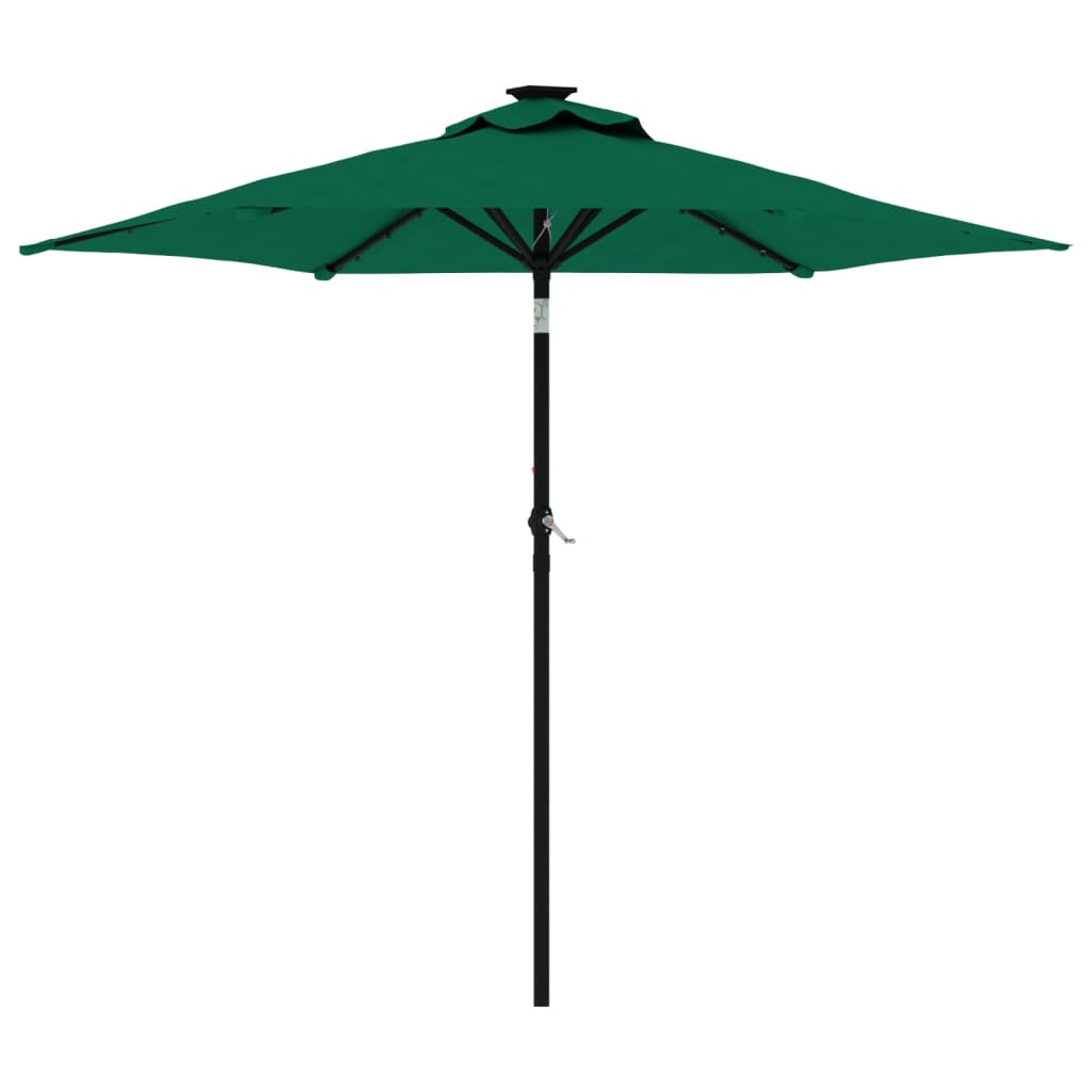 Parasol met LED's en stalen paal 225x225x212 cm groen is nu te koop bij PeponiXL, paradijselijk wonen!