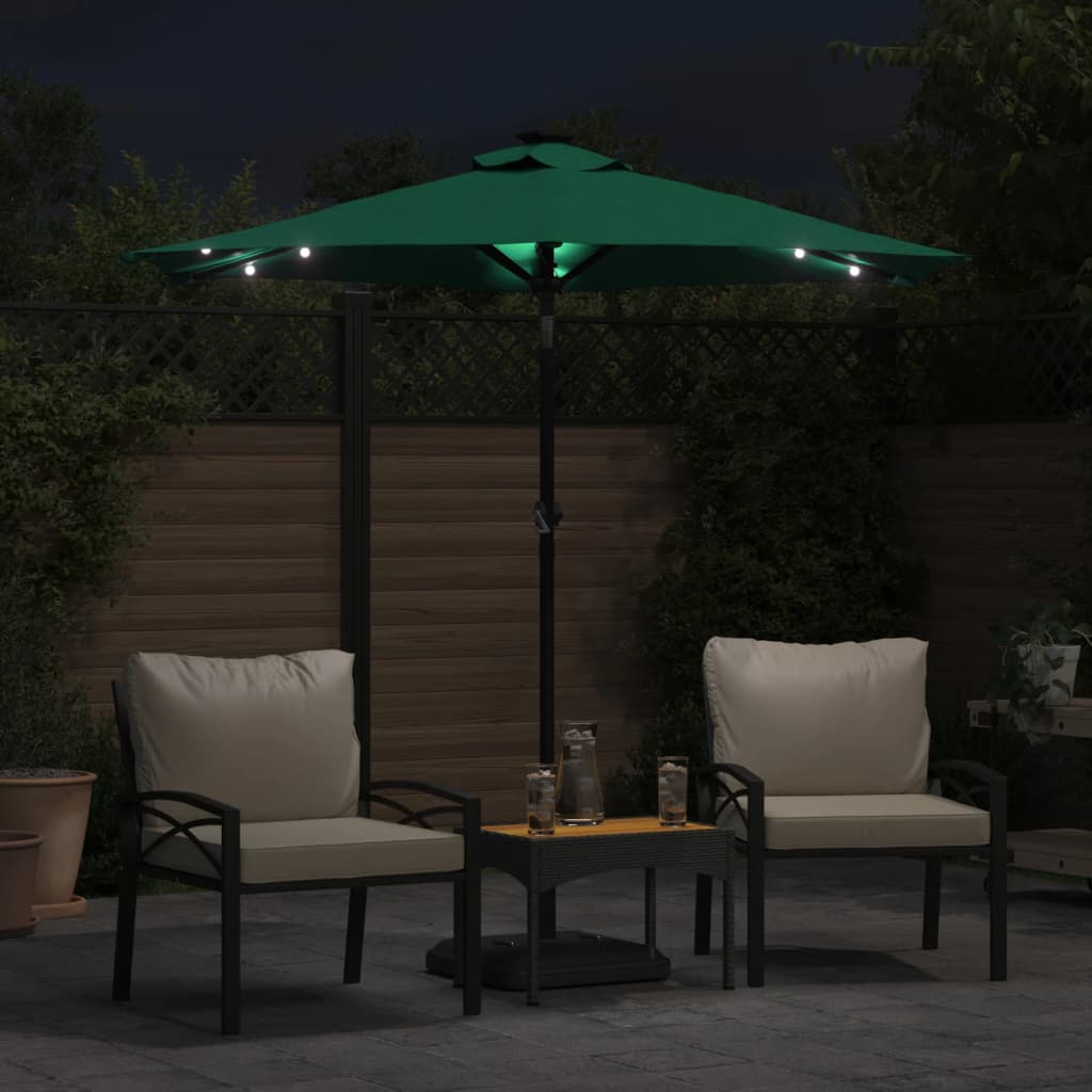 Parasol met LED's en stalen paal 225x225x212 cm groen is nu te koop bij PeponiXL, paradijselijk wonen!