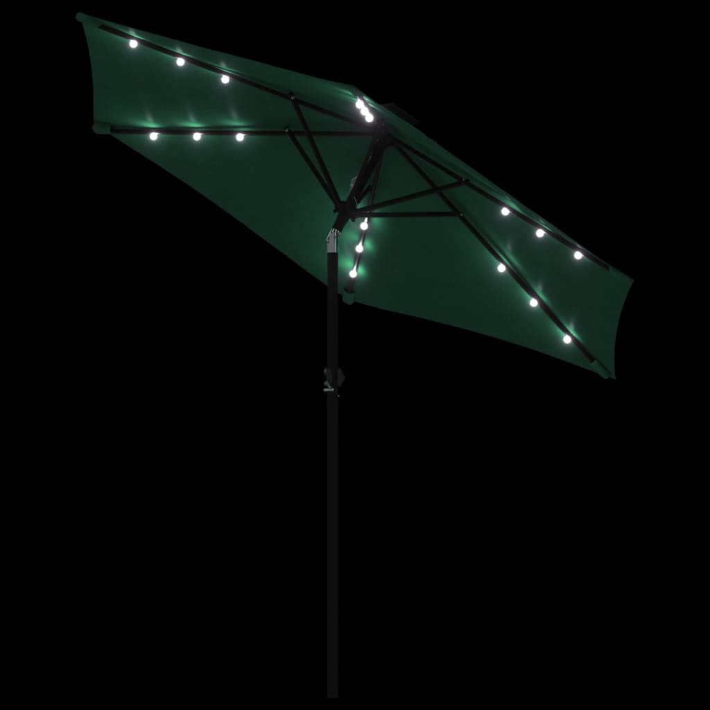 Parasol met LED's en stalen paal 225x225x212 cm groen is nu te koop bij PeponiXL, paradijselijk wonen!