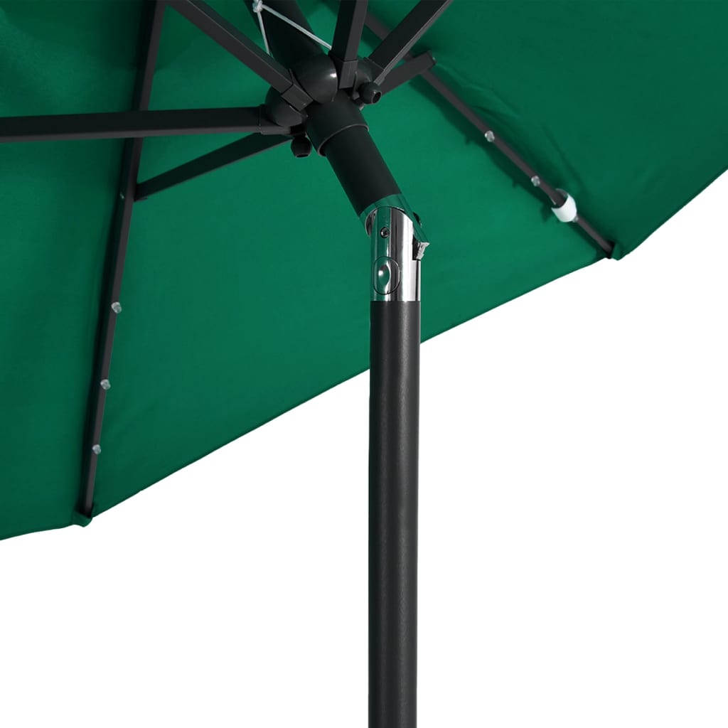 Parasol met LED's en stalen paal 225x225x212 cm groen is nu te koop bij PeponiXL, paradijselijk wonen!