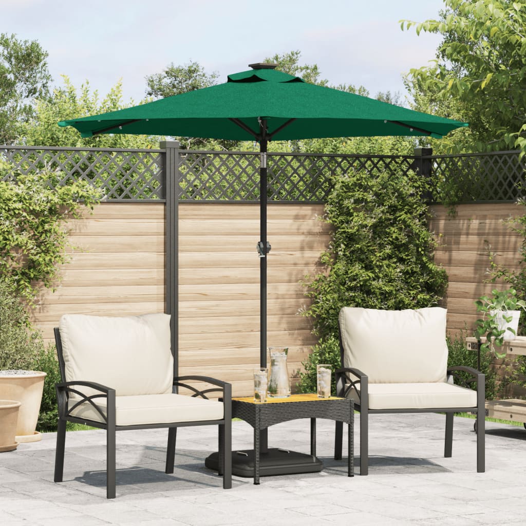Parasol met LED's en stalen paal 225x225x212 cm groen is nu te koop bij PeponiXL, paradijselijk wonen!