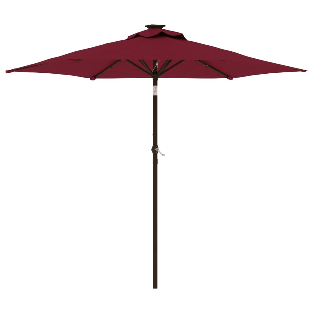 Parasol met LED's en stalen paal 225x225x212 cm bordeauxrood is nu te koop bij PeponiXL, paradijselijk wonen!