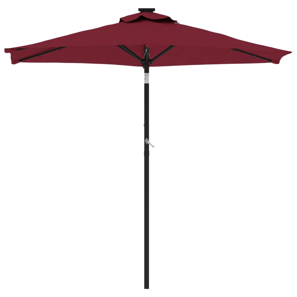 Parasol met LED's en stalen paal 225x225x212 cm bordeauxrood is nu te koop bij PeponiXL, paradijselijk wonen!