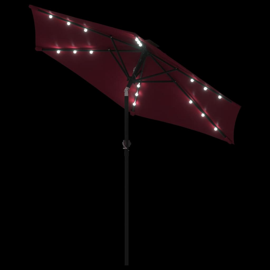 Parasol met LED's en stalen paal 225x225x212 cm bordeauxrood is nu te koop bij PeponiXL, paradijselijk wonen!