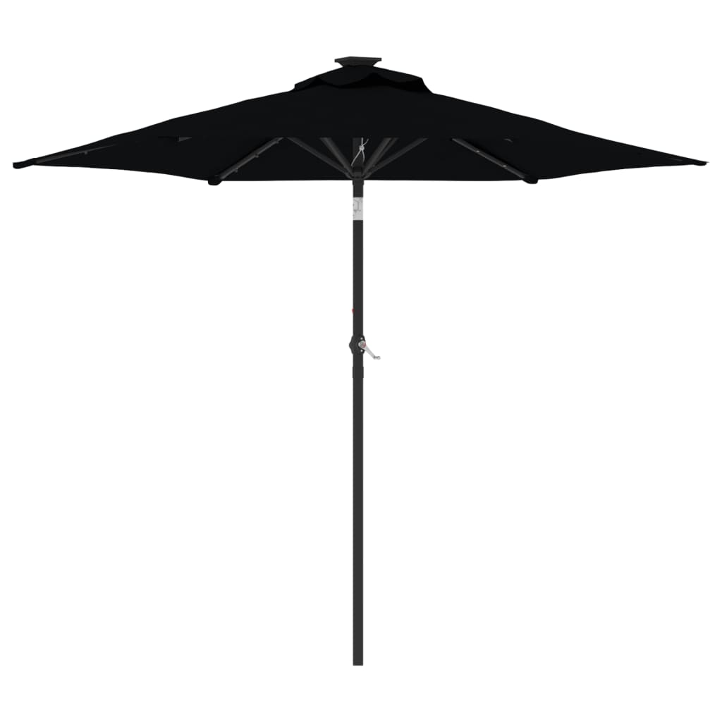 Parasol met LED's en stalen paal 225x225x212 cm zwart is nu te koop bij PeponiXL, paradijselijk wonen!