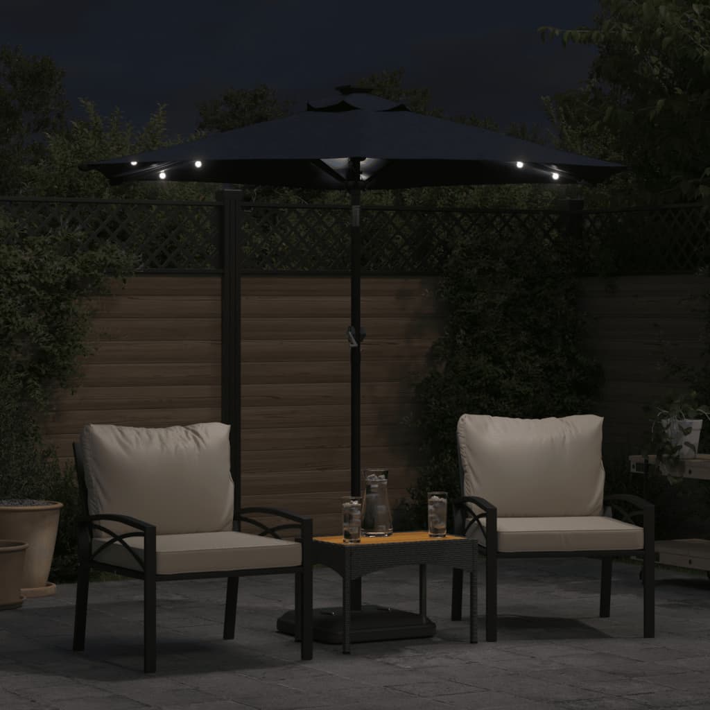 Parasol met LED's en stalen paal 225x225x212 cm zwart is nu te koop bij PeponiXL, paradijselijk wonen!