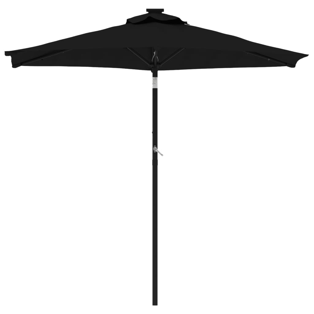 Parasol met LED's en stalen paal 225x225x212 cm zwart is nu te koop bij PeponiXL, paradijselijk wonen!