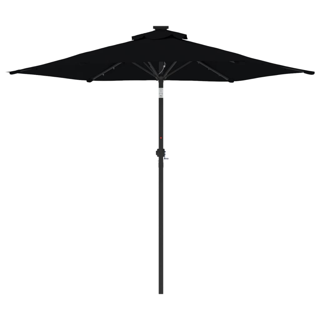 Parasol met LED's en stalen paal 225x225x212 cm zwart is nu te koop bij PeponiXL, paradijselijk wonen!