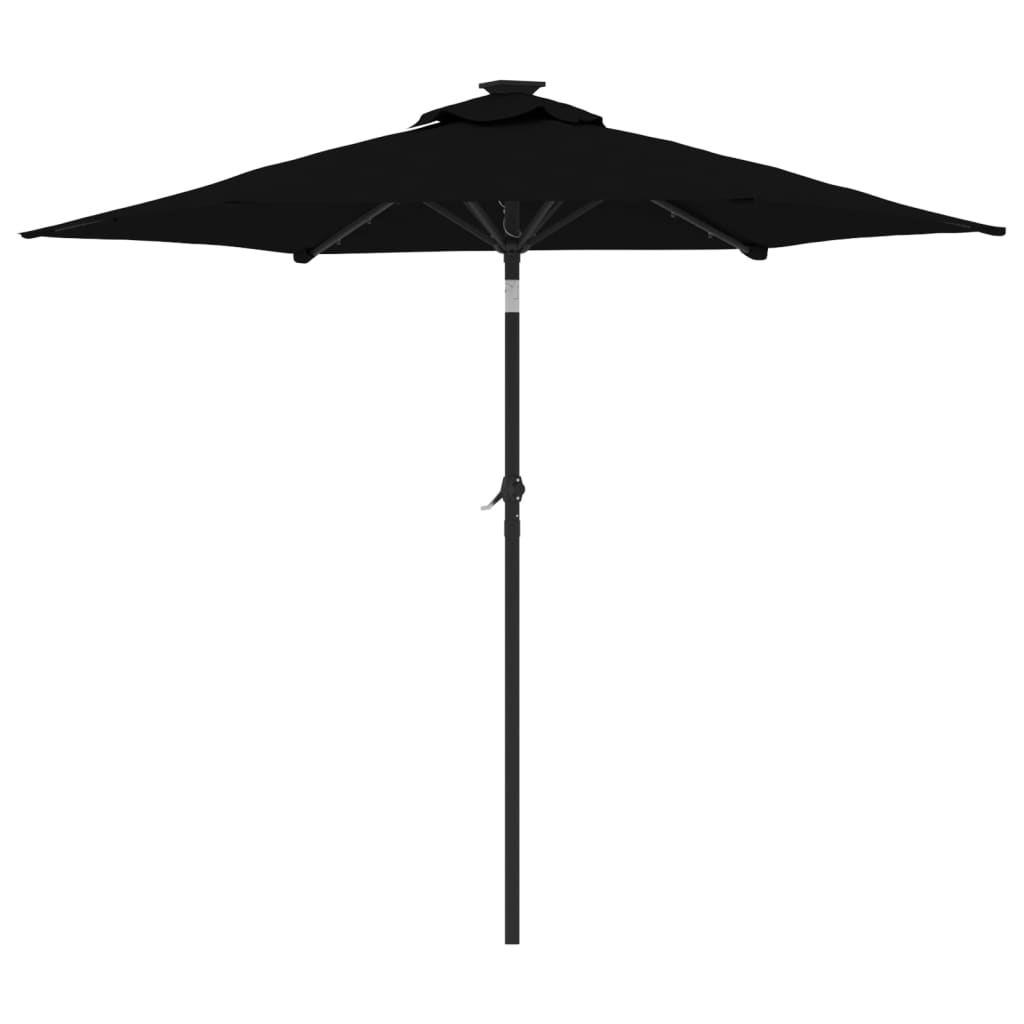 Parasol met LED's en stalen paal 225x225x212 cm zwart is nu te koop bij PeponiXL, paradijselijk wonen!