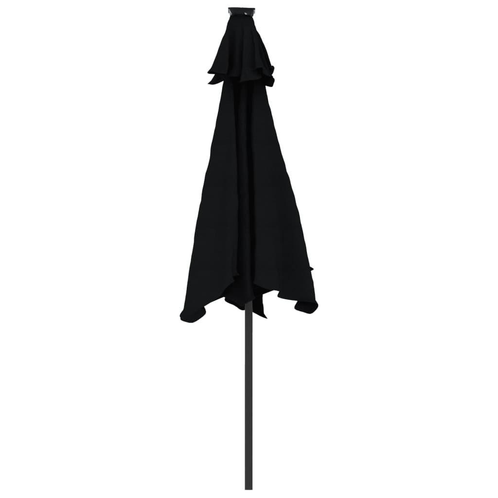 Parasol met LED's en stalen paal 225x225x212 cm zwart is nu te koop bij PeponiXL, paradijselijk wonen!