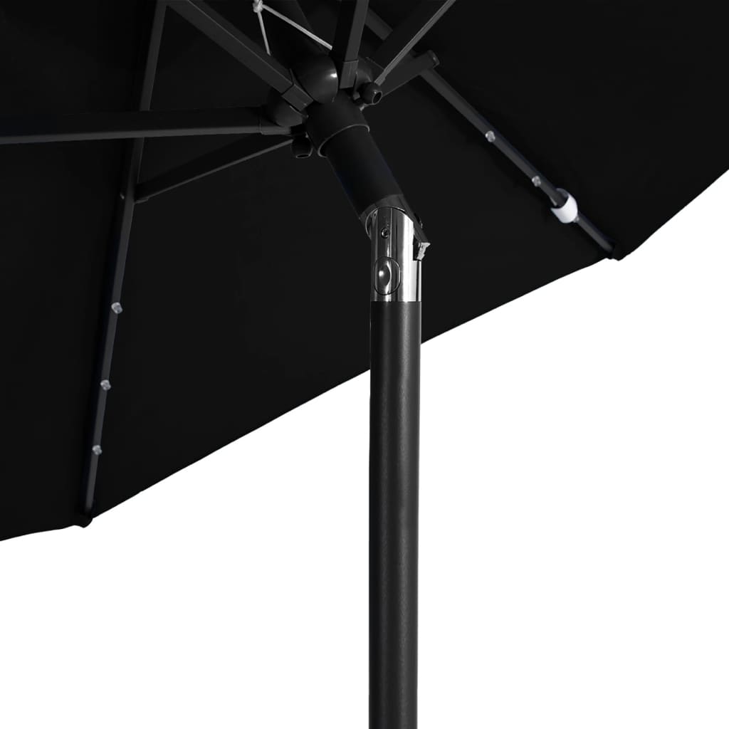 Parasol met LED's en stalen paal 225x225x212 cm zwart is nu te koop bij PeponiXL, paradijselijk wonen!
