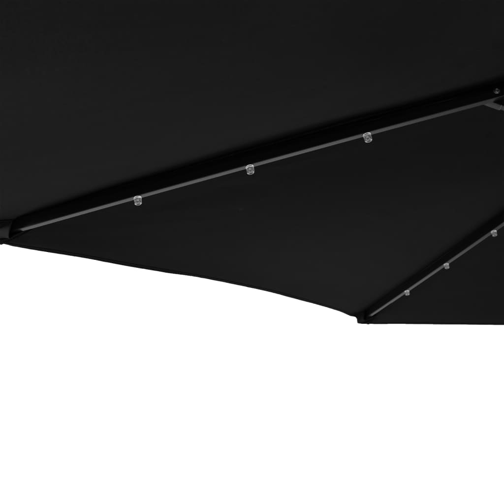 Parasol met LED's en stalen paal 225x225x212 cm zwart is nu te koop bij PeponiXL, paradijselijk wonen!