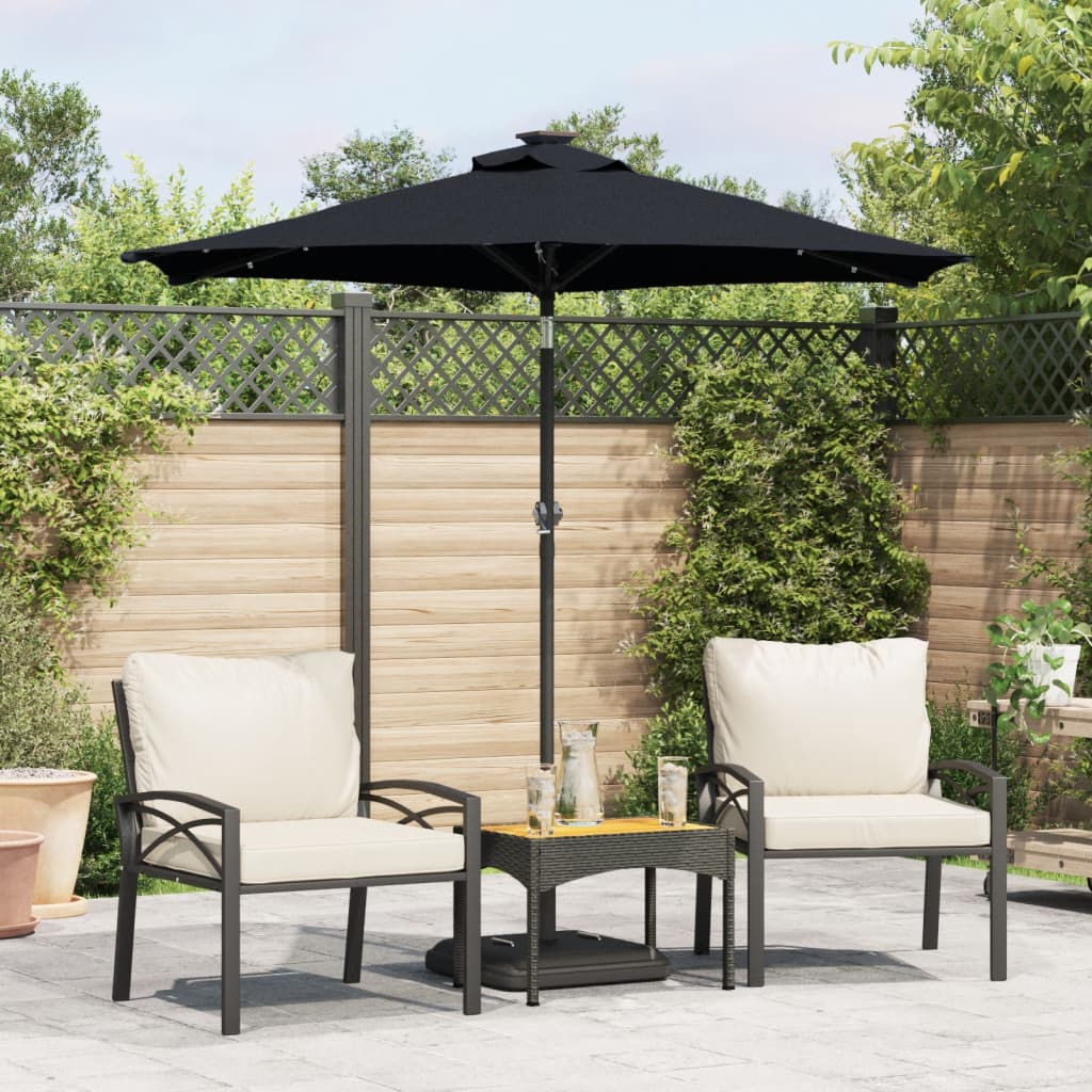 Parasol met LED's en stalen paal 225x225x212 cm zwart is nu te koop bij PeponiXL, paradijselijk wonen!