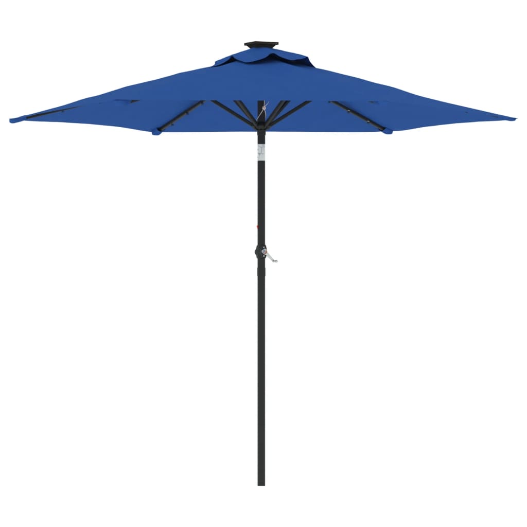 Parasol met LED's en stalen paal 225x225x212 cm azuurblauw is nu te koop bij PeponiXL, paradijselijk wonen!