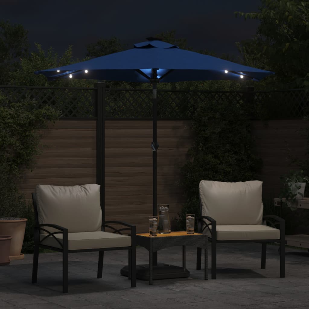 Parasol met LED's en stalen paal 225x225x212 cm azuurblauw is nu te koop bij PeponiXL, paradijselijk wonen!