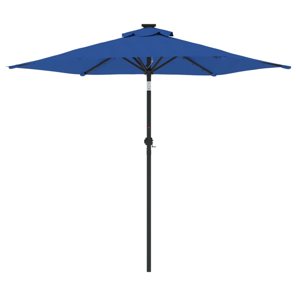 Parasol met LED's en stalen paal 225x225x212 cm azuurblauw is nu te koop bij PeponiXL, paradijselijk wonen!