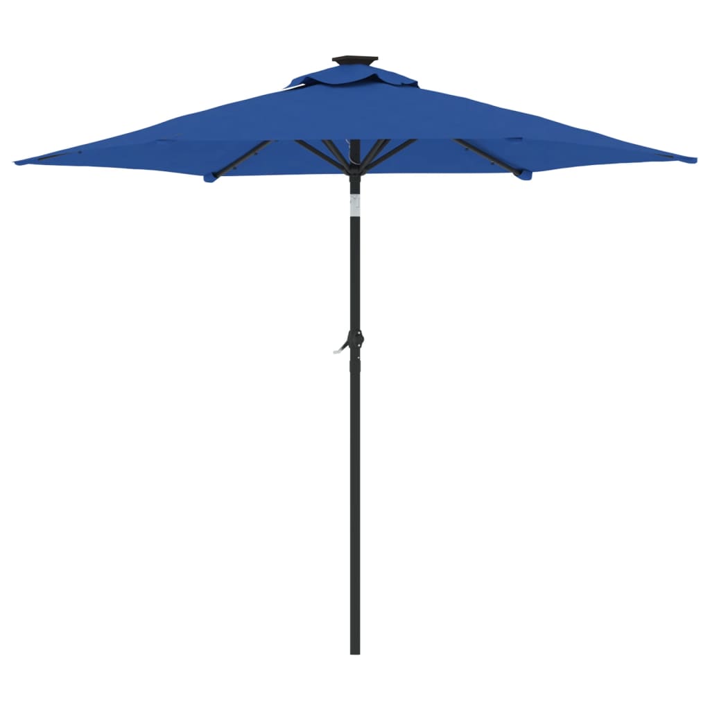 Parasol met LED's en stalen paal 225x225x212 cm azuurblauw is nu te koop bij PeponiXL, paradijselijk wonen!