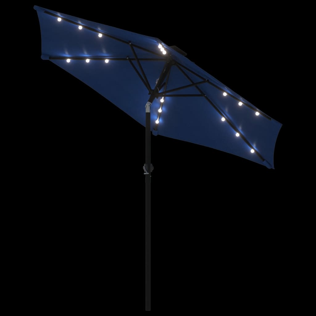 Parasol met LED's en stalen paal 225x225x212 cm azuurblauw is nu te koop bij PeponiXL, paradijselijk wonen!
