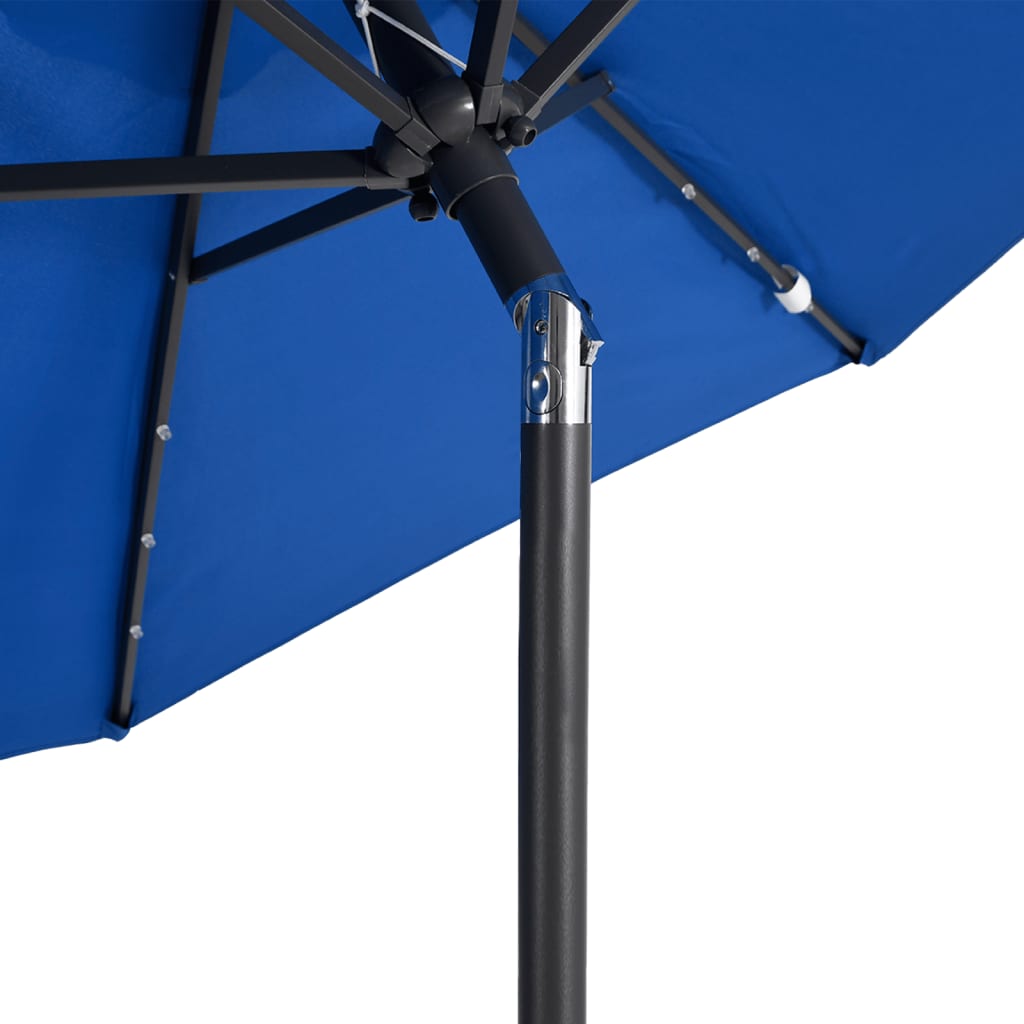 Parasol met LED's en stalen paal 225x225x212 cm azuurblauw is nu te koop bij PeponiXL, paradijselijk wonen!