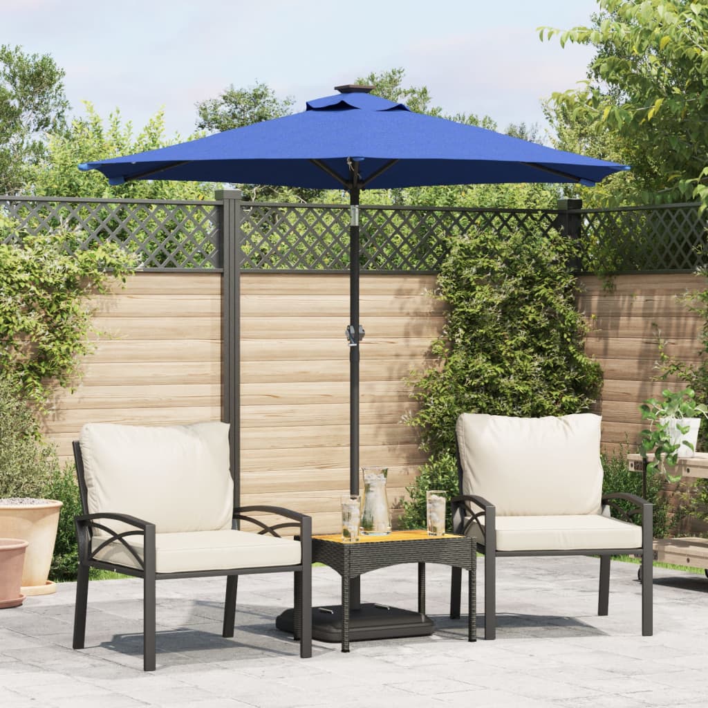 Parasol met LED's en stalen paal 225x225x212 cm azuurblauw is nu te koop bij PeponiXL, paradijselijk wonen!