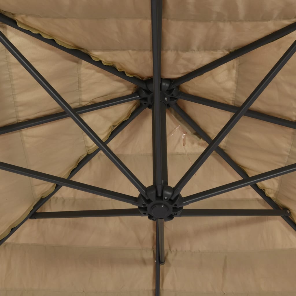 Parasol met LED's en stalen paal 223x223x213 cm bruin is nu te koop bij PeponiXL, paradijselijk wonen!