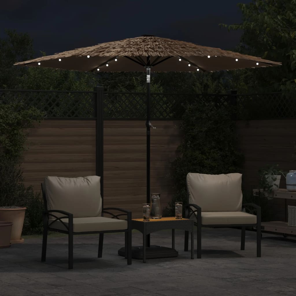 Parasol met LED's en stalen paal 268x268x226 cm bruin is nu te koop bij PeponiXL, paradijselijk wonen!