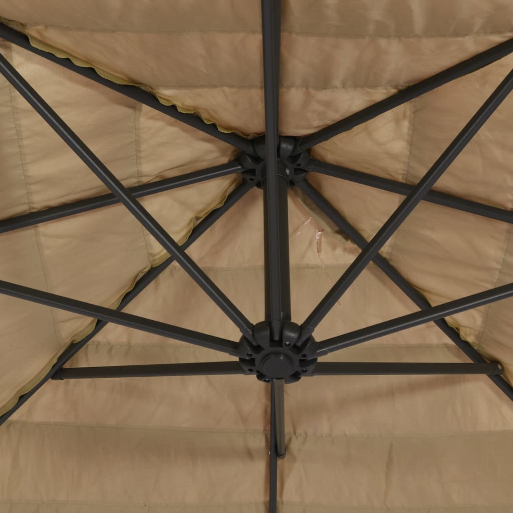 Parasol met LED's en stalen paal 288x288x225 cm bruin is nu te koop bij PeponiXL, paradijselijk wonen!
