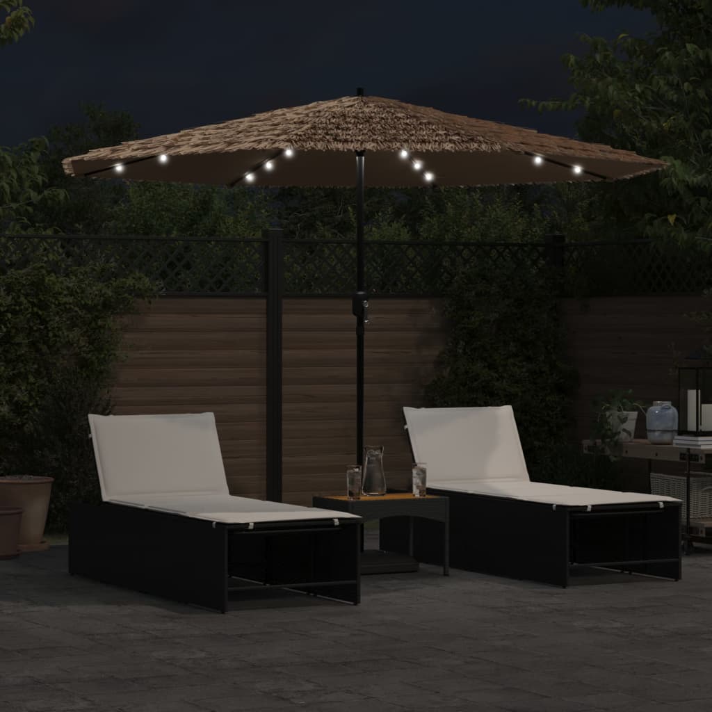 Parasol met LED's en stalen paal 324x324x247 cm bruin is nu te koop bij PeponiXL, paradijselijk wonen!