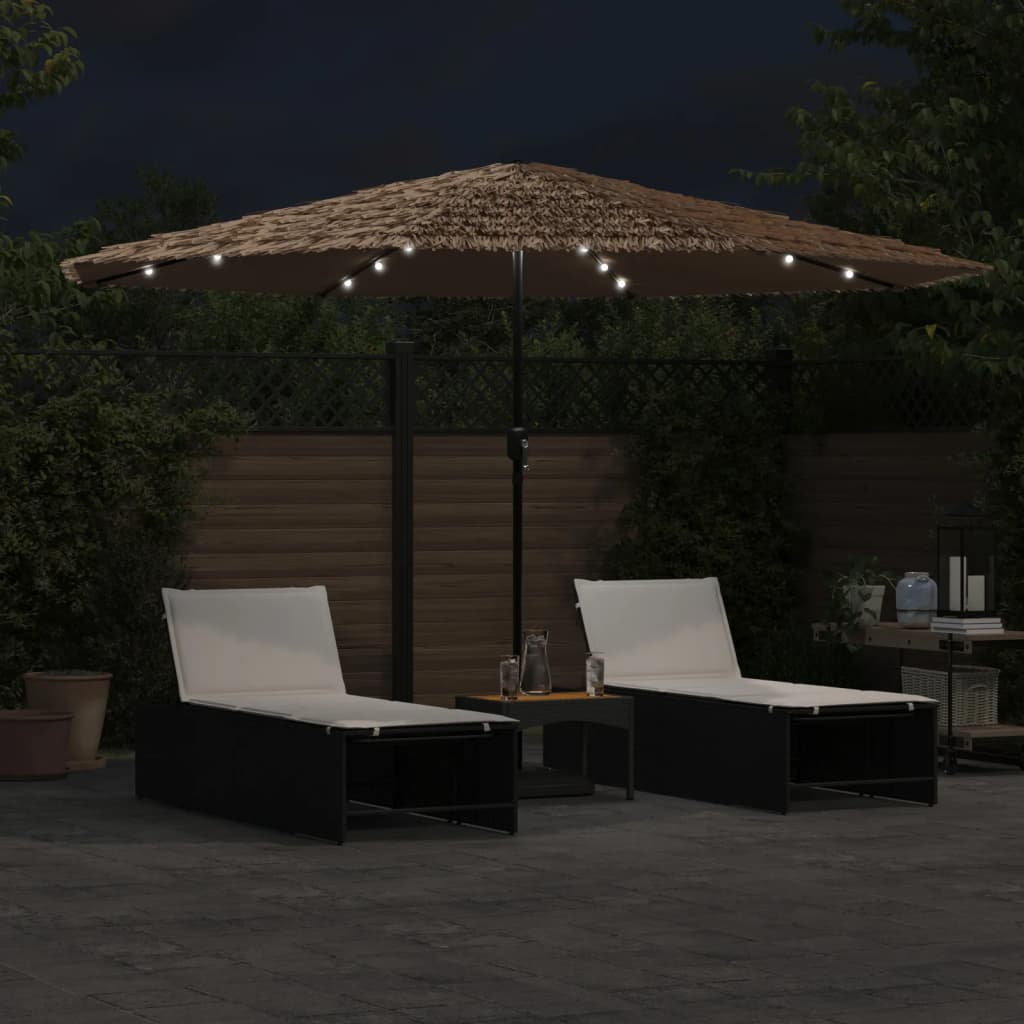 Parasol met LED's en stalen paal 388x388x248 cm bruin is nu te koop bij PeponiXL, paradijselijk wonen!