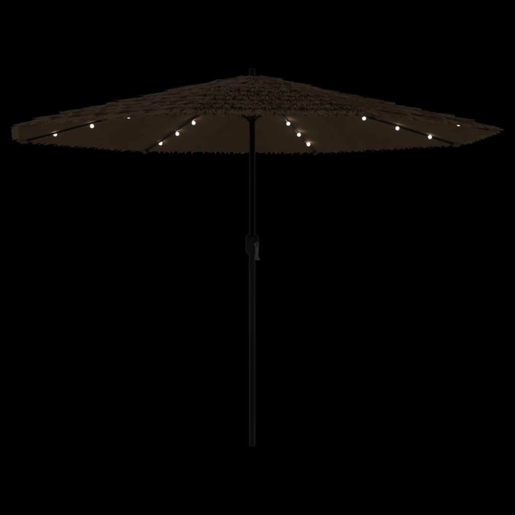 Parasol met LED's en stalen paal 388x388x248 cm bruin is nu te koop bij PeponiXL, paradijselijk wonen!
