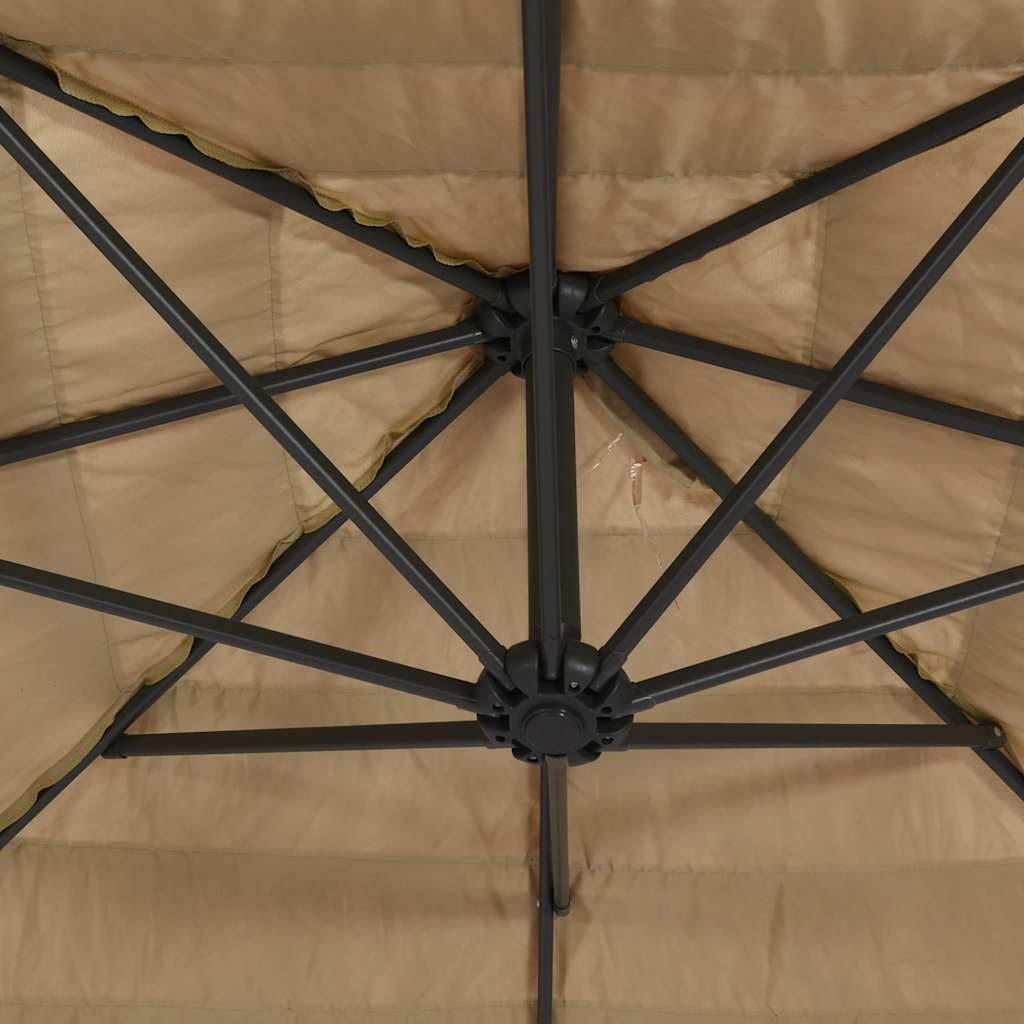 Parasol met LED's en stalen paal 388x388x248 cm bruin is nu te koop bij PeponiXL, paradijselijk wonen!