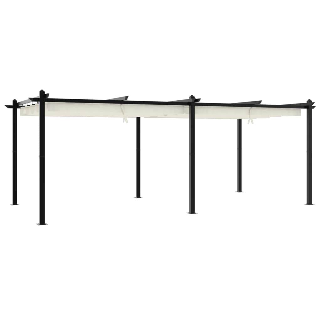 Prieel met uittrekbaar dak 3x6 m aluminium crèmekleurig is nu te koop bij PeponiXL, paradijselijk wonen!