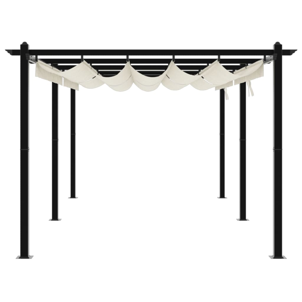 Prieel met uittrekbaar dak 3x6 m aluminium crèmekleurig is nu te koop bij PeponiXL, paradijselijk wonen!