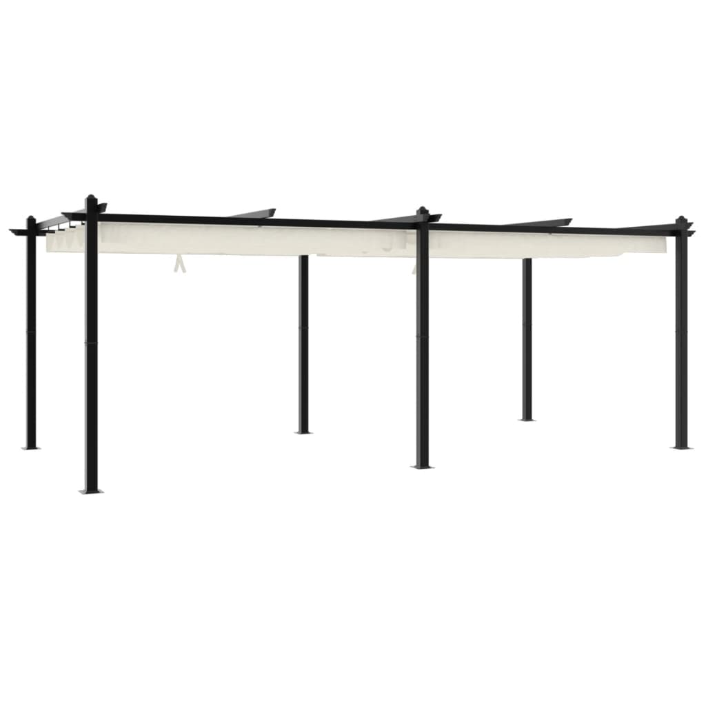 Prieel met uittrekbaar dak 3x6 m aluminium crèmekleurig is nu te koop bij PeponiXL, paradijselijk wonen!