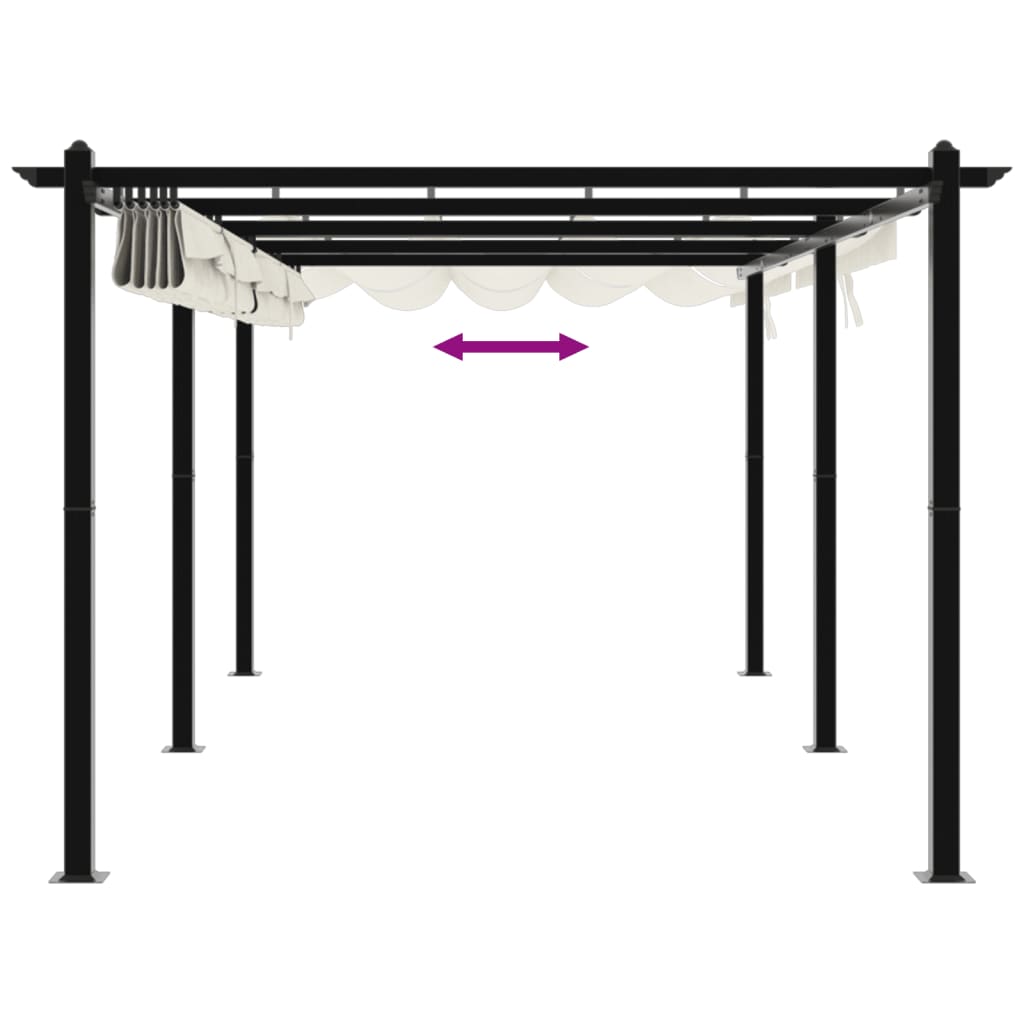 Prieel met uittrekbaar dak 3x6 m aluminium crèmekleurig is nu te koop bij PeponiXL, paradijselijk wonen!
