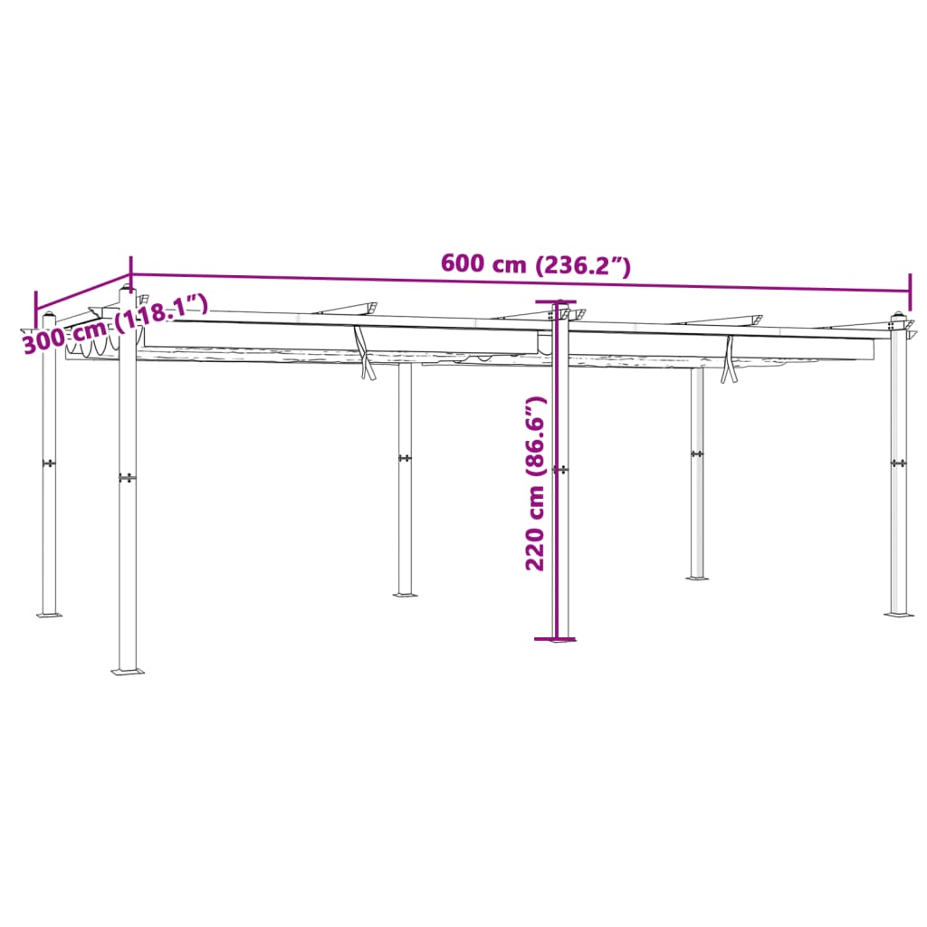 Prieel met uittrekbaar dak 3x6 m aluminium crèmekleurig is nu te koop bij PeponiXL, paradijselijk wonen!