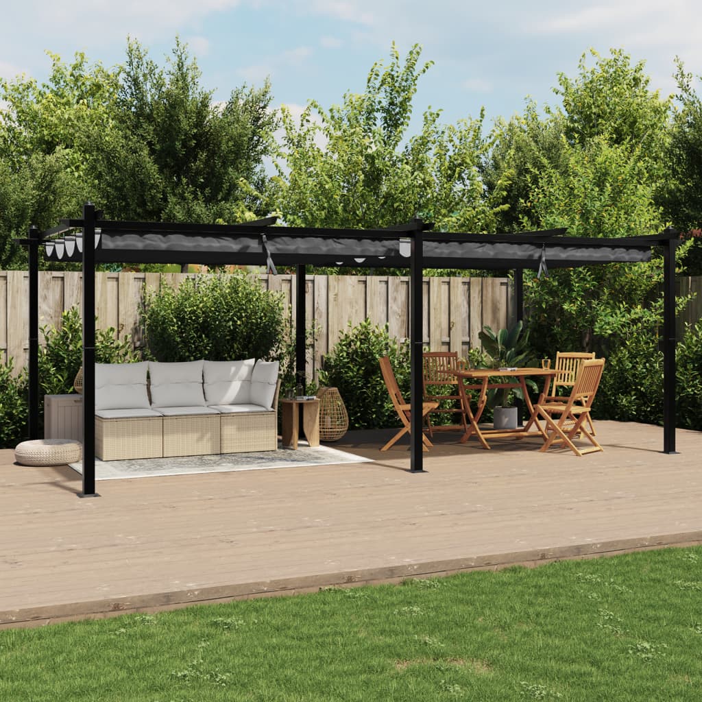 Prieel met uittrekbaar dak 3x6 m aluminium antracietkleurig is nu te koop bij PeponiXL, paradijselijk wonen!