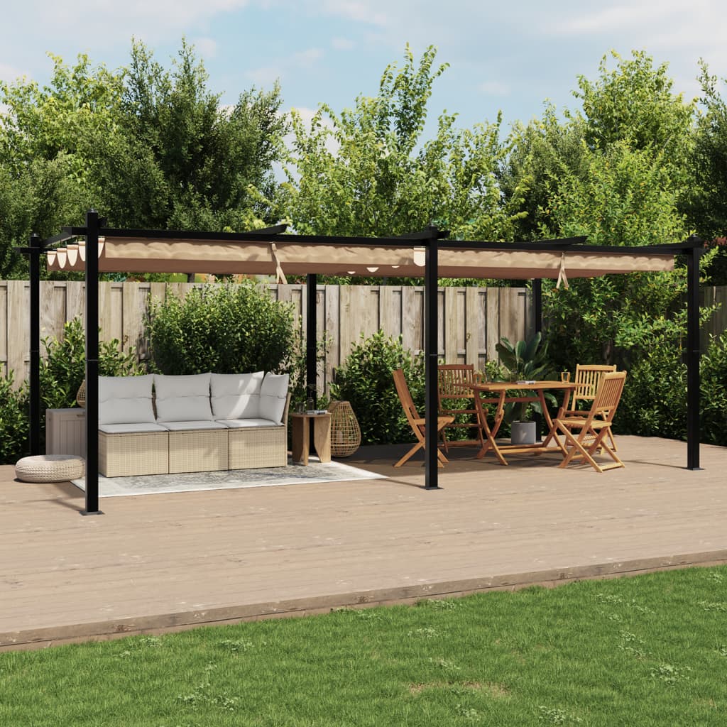 Prieel met uittrekbaar dak 3x6 m aluminium taupe is nu te koop bij PeponiXL, paradijselijk wonen!