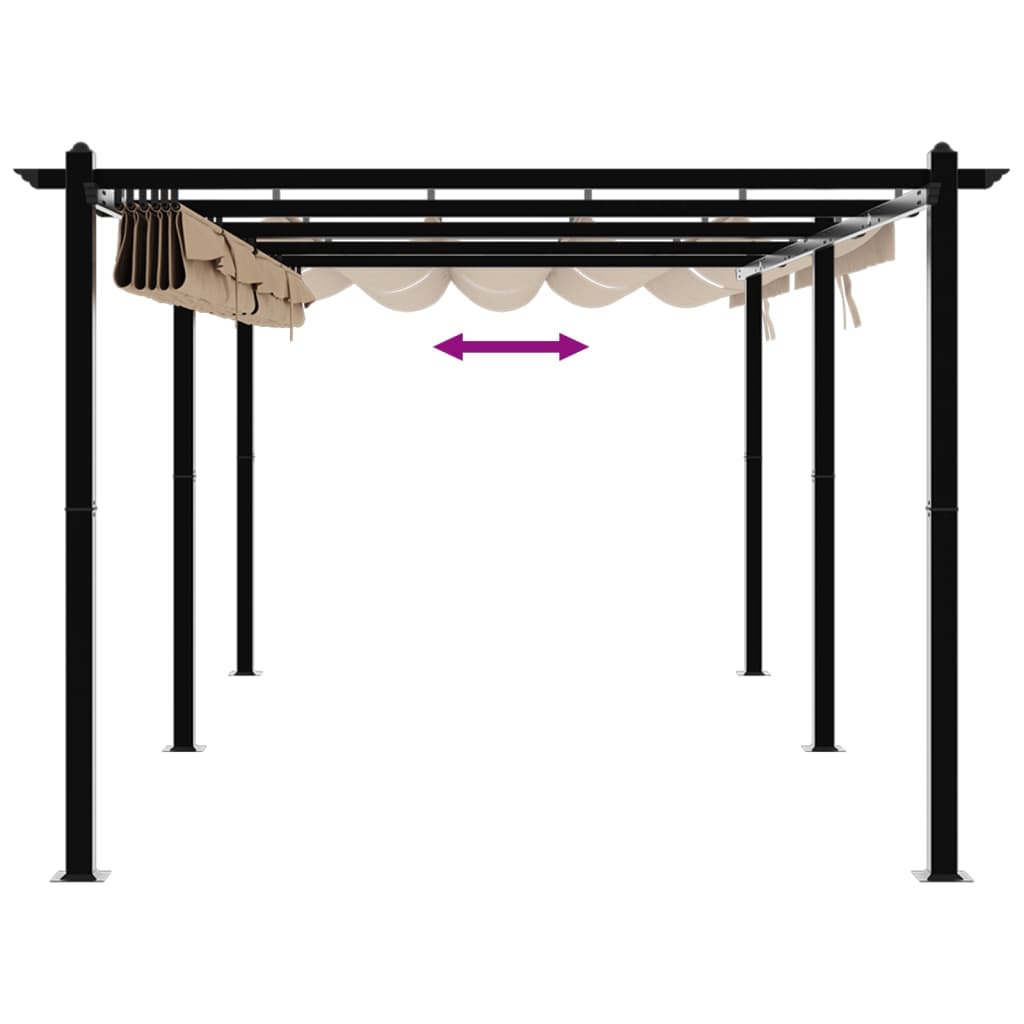 Prieel met uittrekbaar dak 3x6 m aluminium taupe is nu te koop bij PeponiXL, paradijselijk wonen!