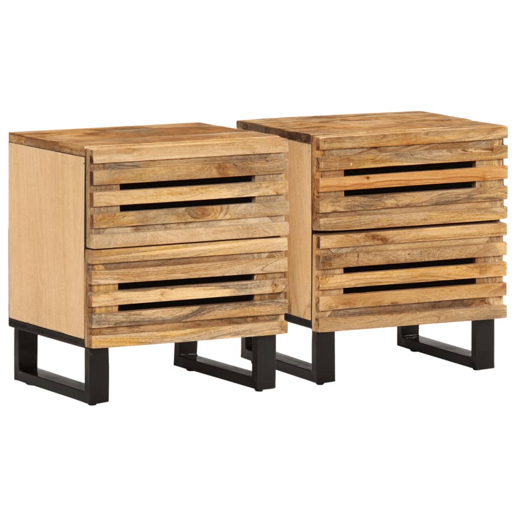 Nachtkastjes 2 st 40x34x46 cm massief ruw mangohout is nu te koop bij PeponiXL, paradijselijk wonen!