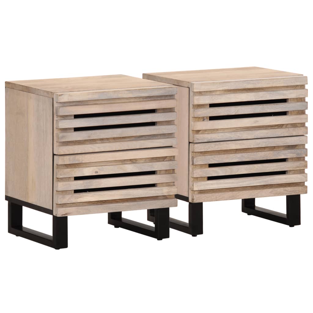 Nachtkastjes 2 st 40x34x46 cm massief gebleekt mangohout is nu te koop bij PeponiXL, paradijselijk wonen!