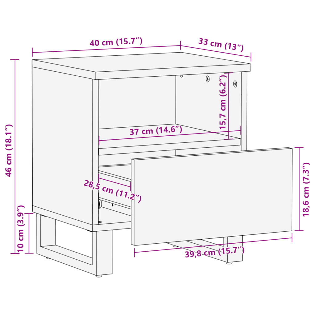 Nachtkastjes 2 st 40x34x46 cm massief acaciahout is nu te koop bij PeponiXL, paradijselijk wonen!