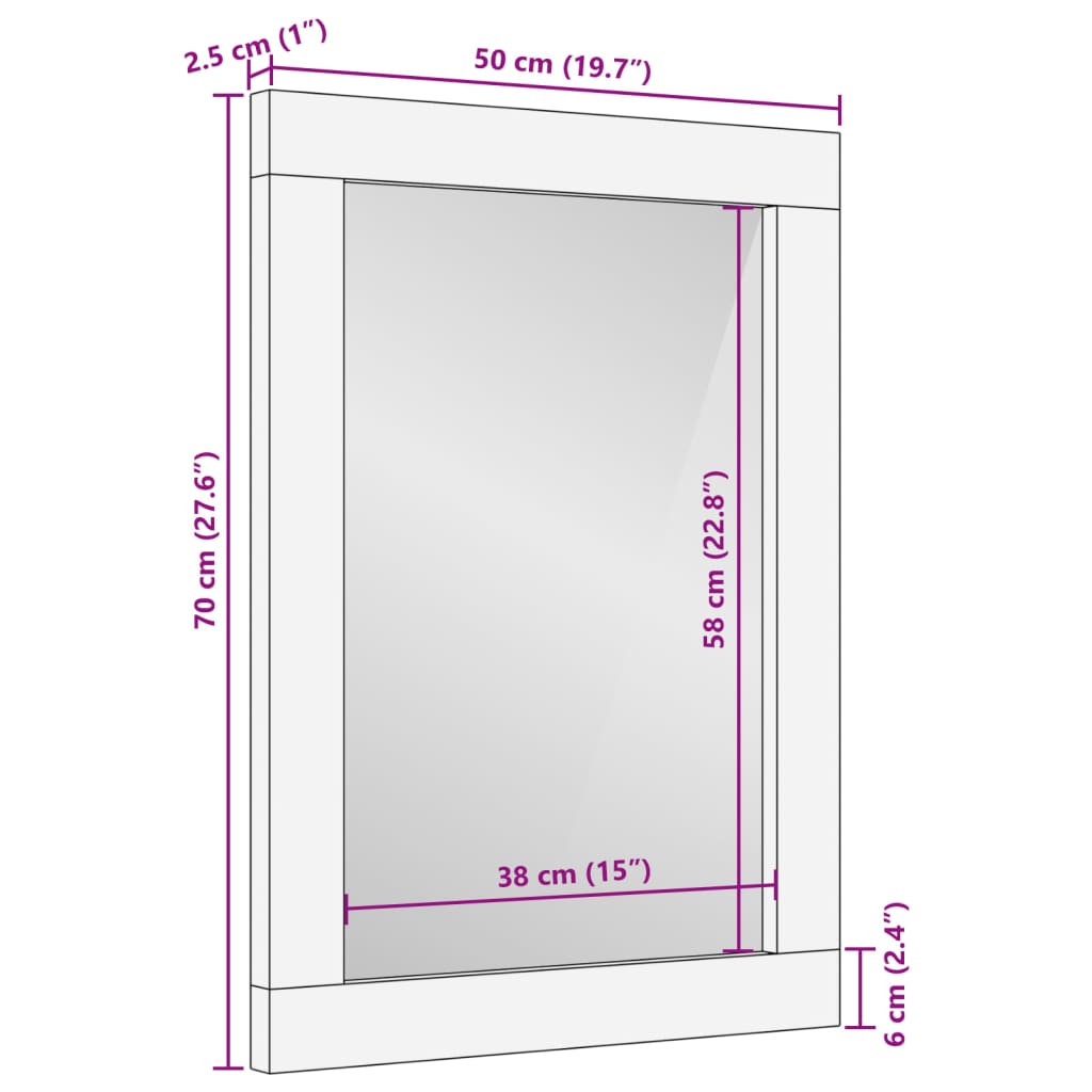 Badkamerspiegel 50x70 cm massief acaciahout en glas is nu te koop bij PeponiXL, paradijselijk wonen!